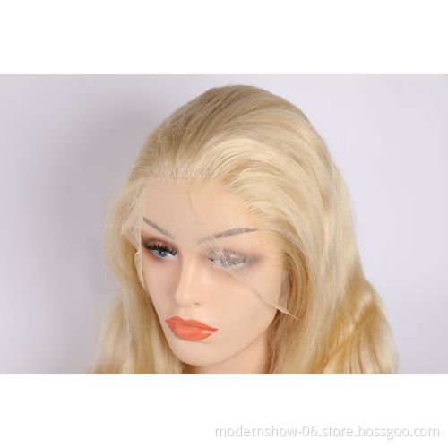 High Quality Virgin Human Hair 613 Blonde Highlight Body Wave Human Hair Lace Frontal Wig, 613 Transparent Swiss Lace Front Wigs